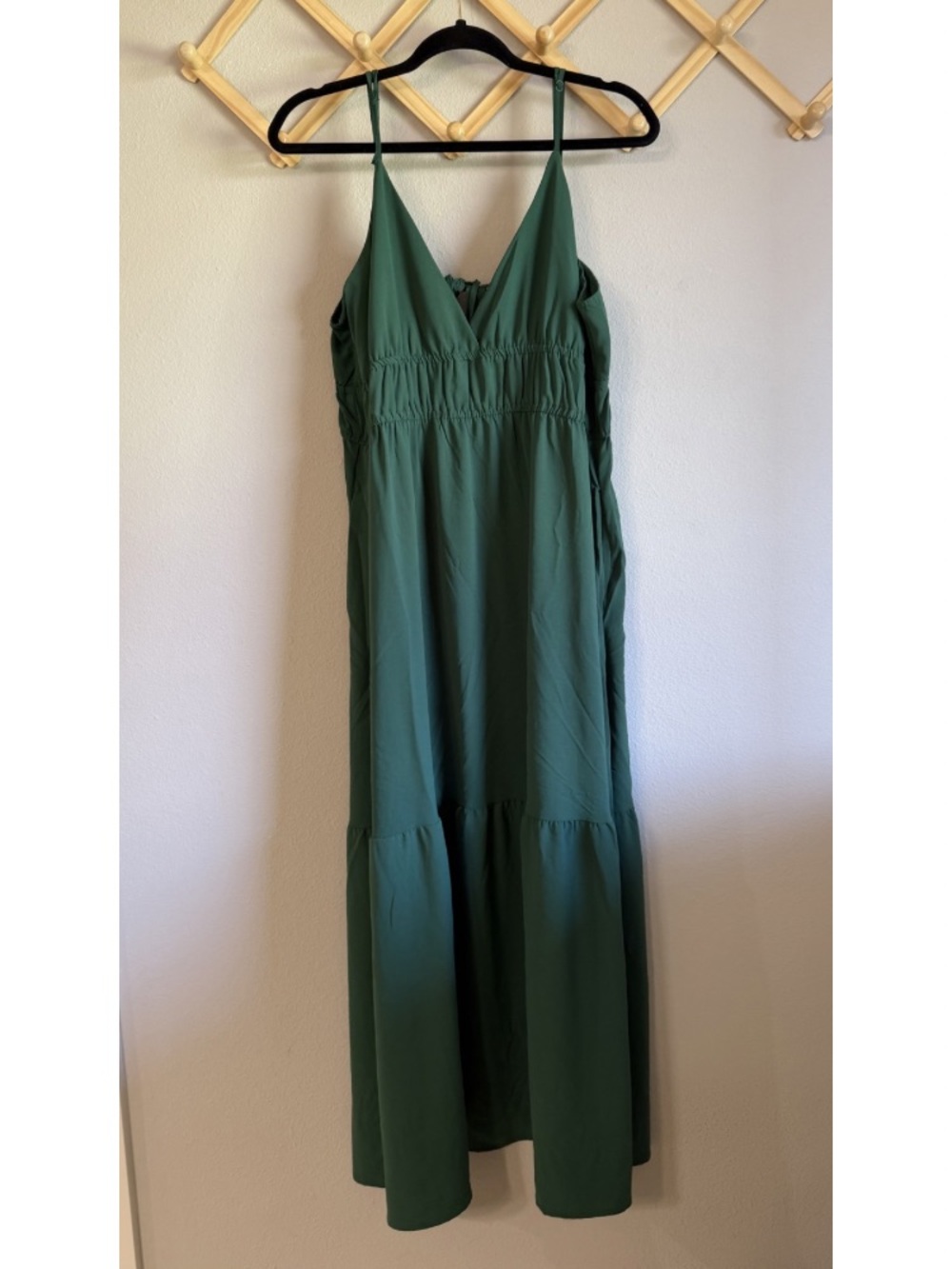 a new day Emerald Green V-Neck Spaghetti Strap Dress